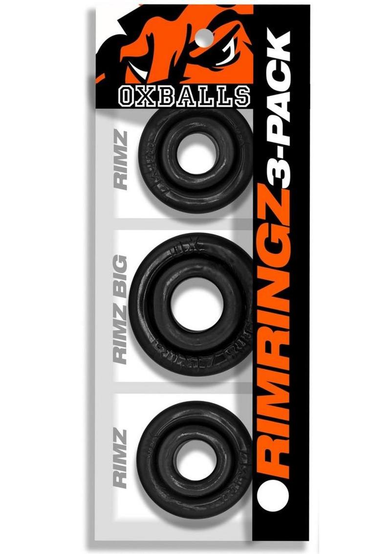Oxballs Rimrings Multi Size Cockrings - Black - 3 Pack