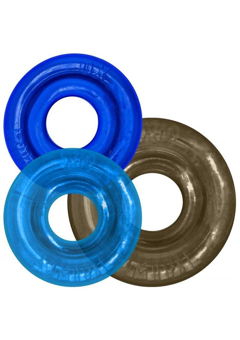 Oxballs Rimringz Multi Size Cock Rings (3 Pack) - Cool - Blue