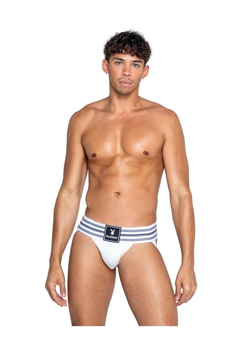 Playboy Mens Locker Room Classic Jock - White - Large