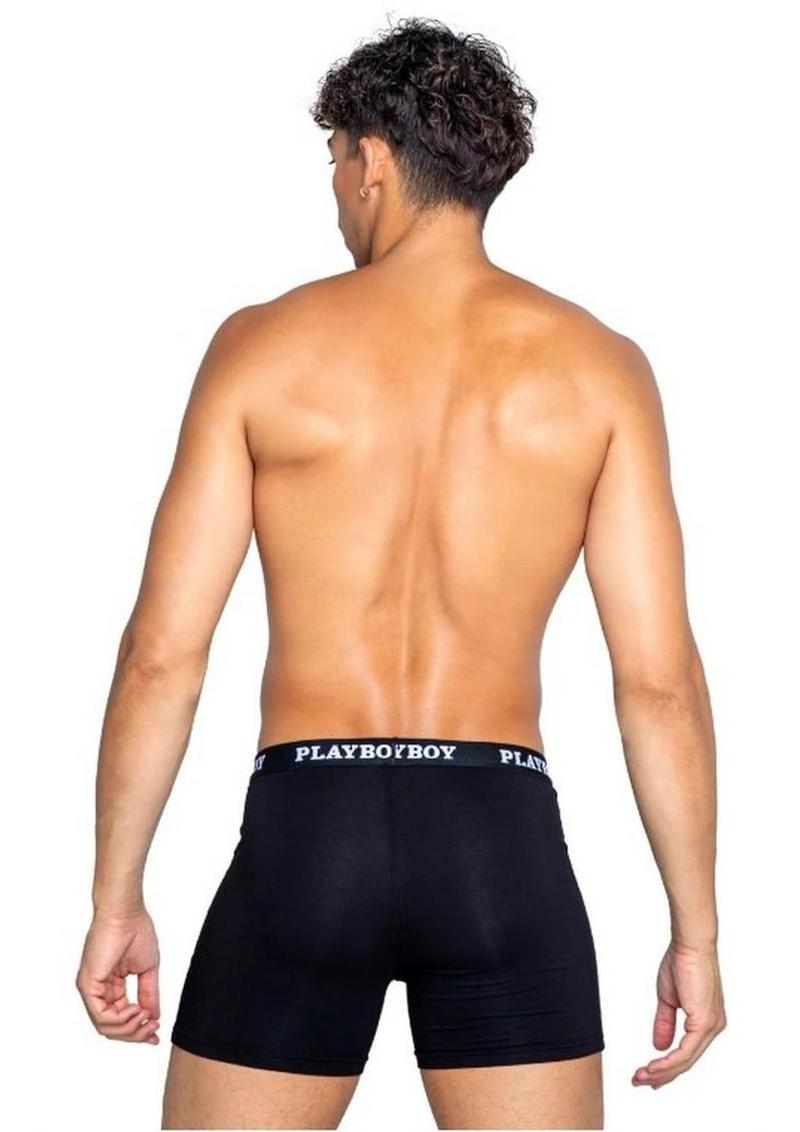 Playboy Mens Tuxedo Classic Boxer - Black/White - Large