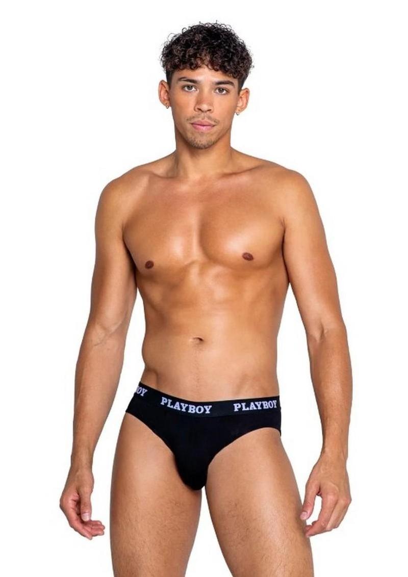 Playboys Mens Modal Gym Brief - Black/White - Small