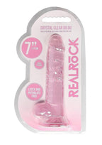 Realrock Crystal Clear Dildo with Balls - Pink - 7in