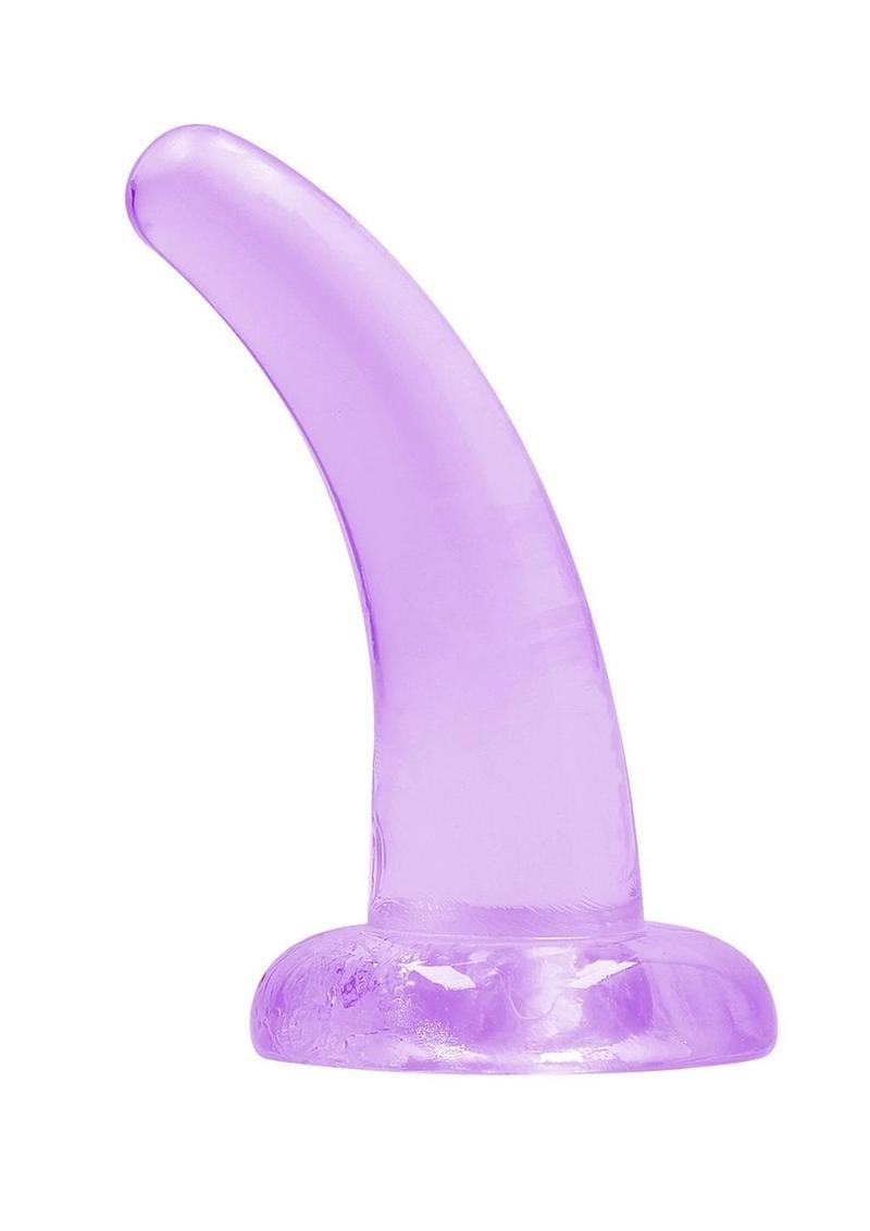 Realrock Crystal Clear Non Realistic Dildo with Suction Cup - Clear/Purple - 4.7in