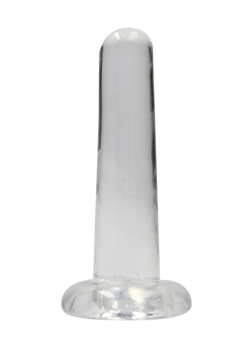 Realrock Crystal Clear Non Realistic Dildo with Suction Cup - Clear - 5.3in