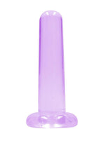 Realrock Crystal Clear Non Realistic Dildo with Suction Cup - Clear/Purple - 5.3in