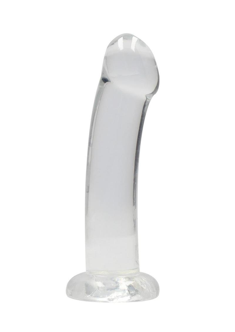 Realrock Crystal Clear Non Realistic Dildo with Suction Cup - Clear - 6.7in