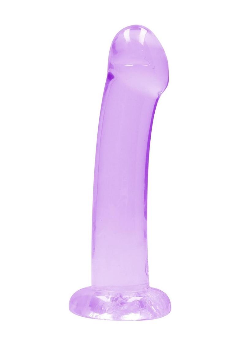 Realrock Crystal Clear Non Realistic Dildo with Suction Cup - Clear/Purple - 6.7in