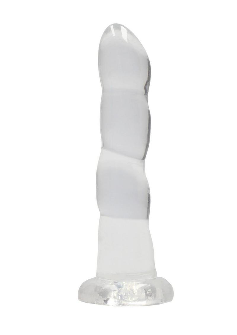 Realrock Crystal Clear Non Realistic Dildo with Suction Cup - Clear - 7in