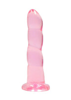 Realrock Crystal Clear Non Realistic Dildo with Suction Cup - Clear/Pink - 7in