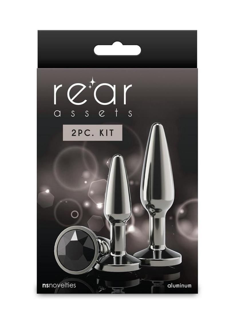 Rear Assets Tapered Trainer Chrome Plated Anal Plugs Kit - Gray/Grey - 3pc/Set