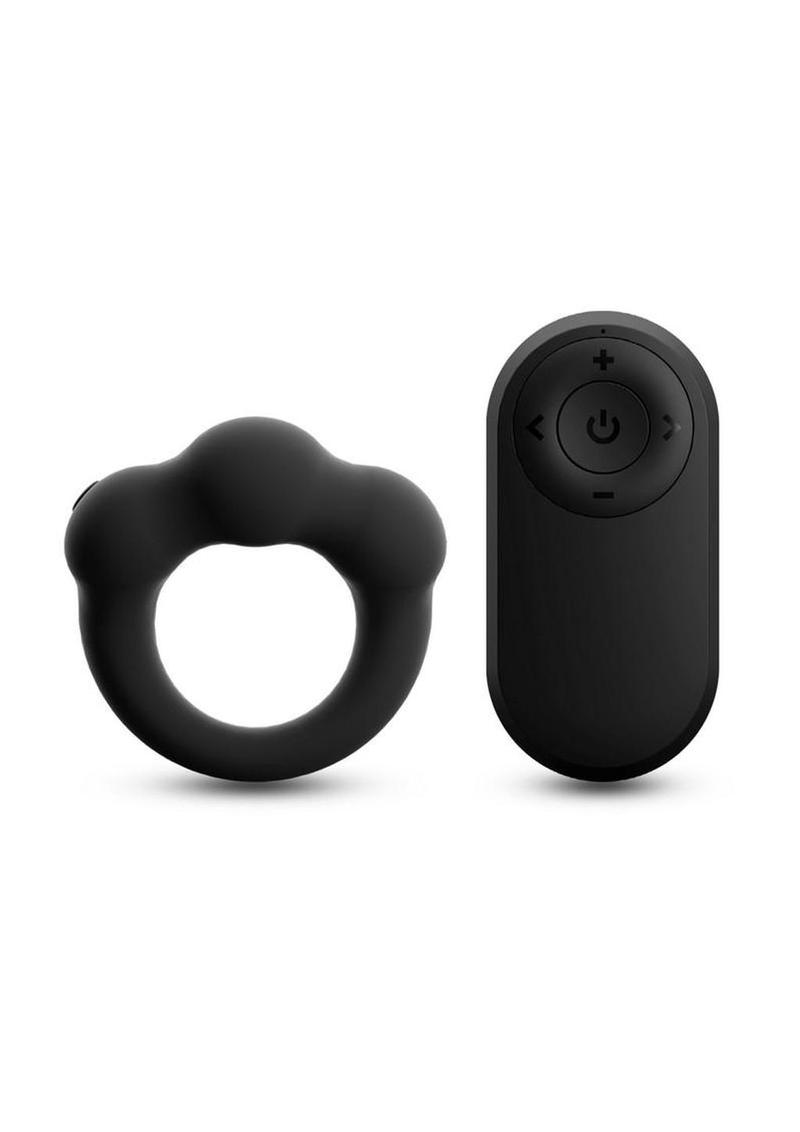 Renegade Rocket Ring Rechargeable Silicone Cock Ring and Ball Stretcher with Remote Control - Black
