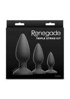 Renegade Triple Strike Silicone Anal Plug Kit - Black - 3pc/Set