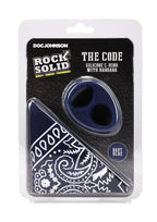 Rock Solid The Code Silicone Cock Ring with Bandana - Black/Blue/Navy Blue