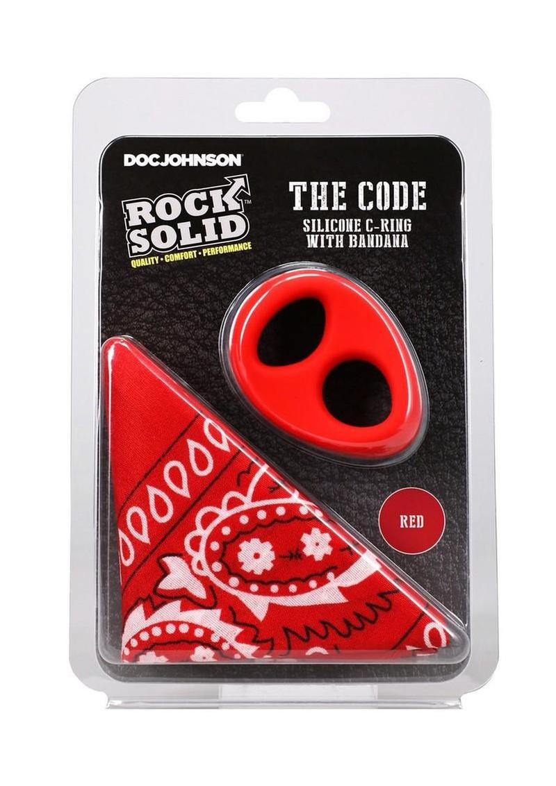 Rock Solid The Code Silicone Cock Ring with Bandana - Black/Red