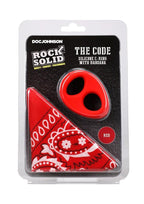 Rock Solid The Code Silicone Cock Ring with Bandana - Black/Red