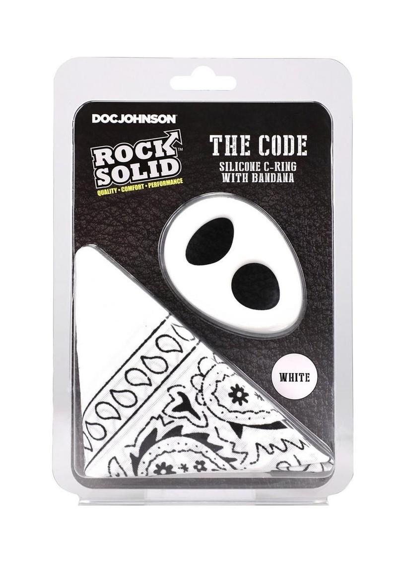 Rock Solid The Code Silicone Cock Ring with Bandana - Black/White