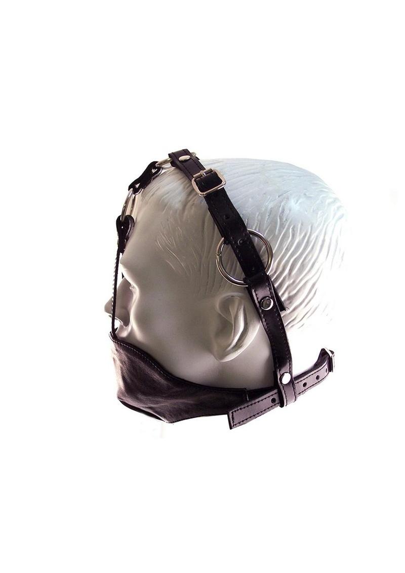 Rouge Leather Adjustable Mouth Chin Gag - Black