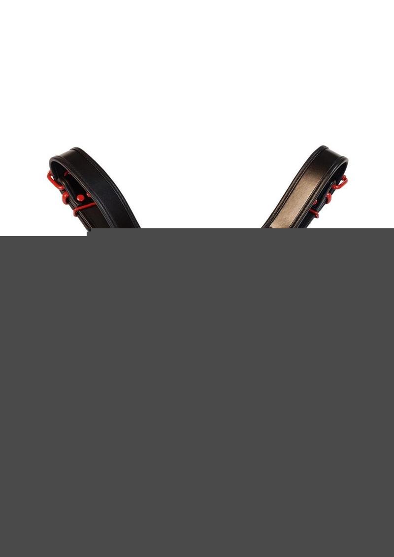 Rouge Leather Over The Head Harness Black with Red Accessories - Black/Red - XXLarge