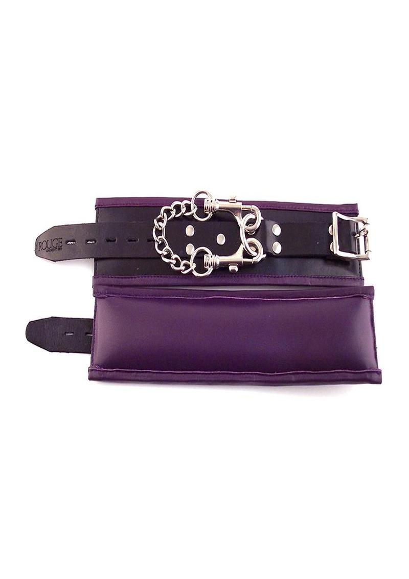 Rouge Padded Leather Adjustable Wrist Cuffs - Black/Purple