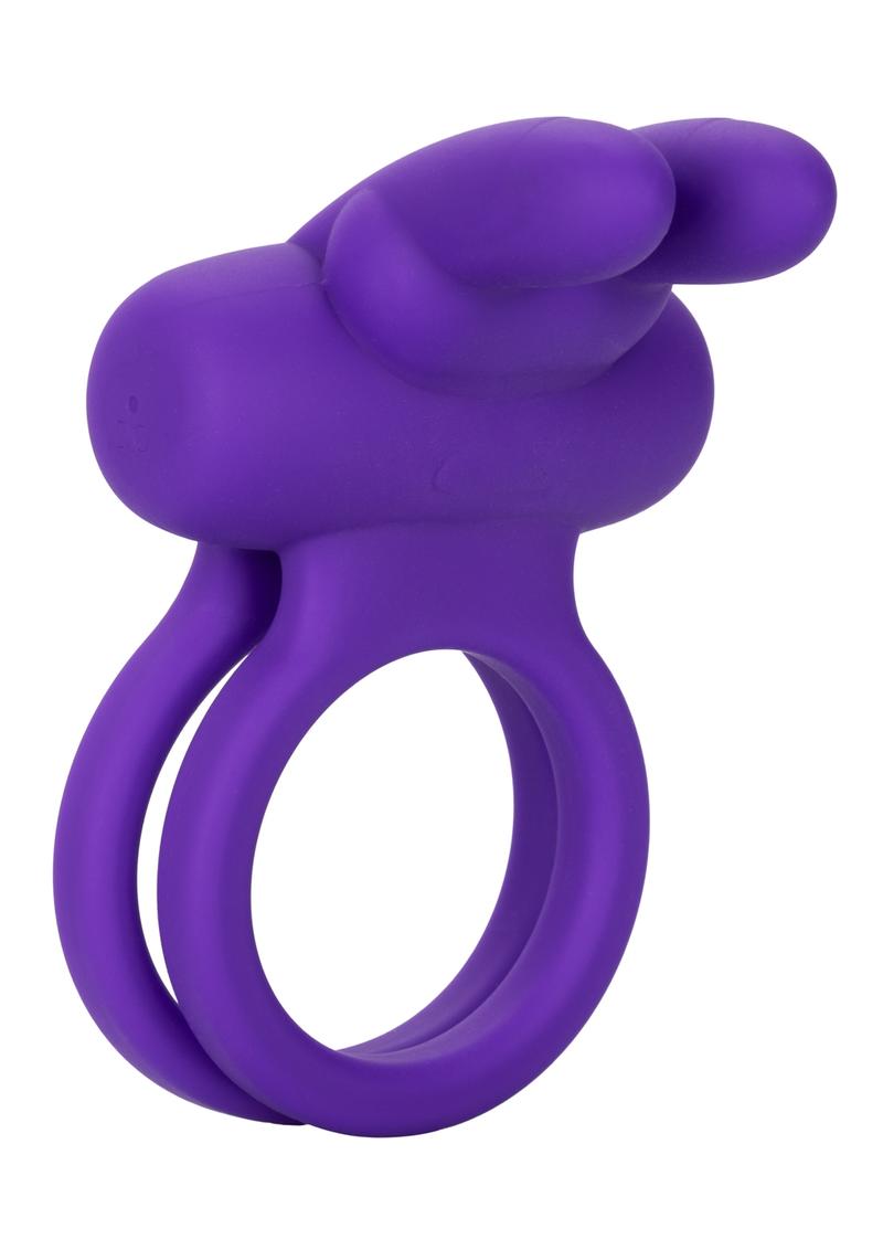 Silicone Rechargeable Dual Rockin Rabbit Multi Speed Cockring Waterproof - True Pleasures