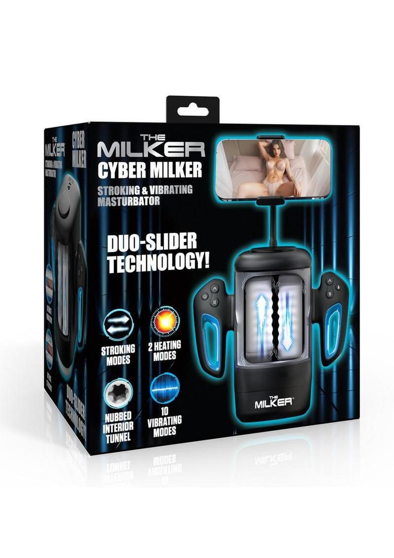 The Milker Cyber Milker Stroking and Vibrating Rechargeable Masturbator - General Orifice - Black