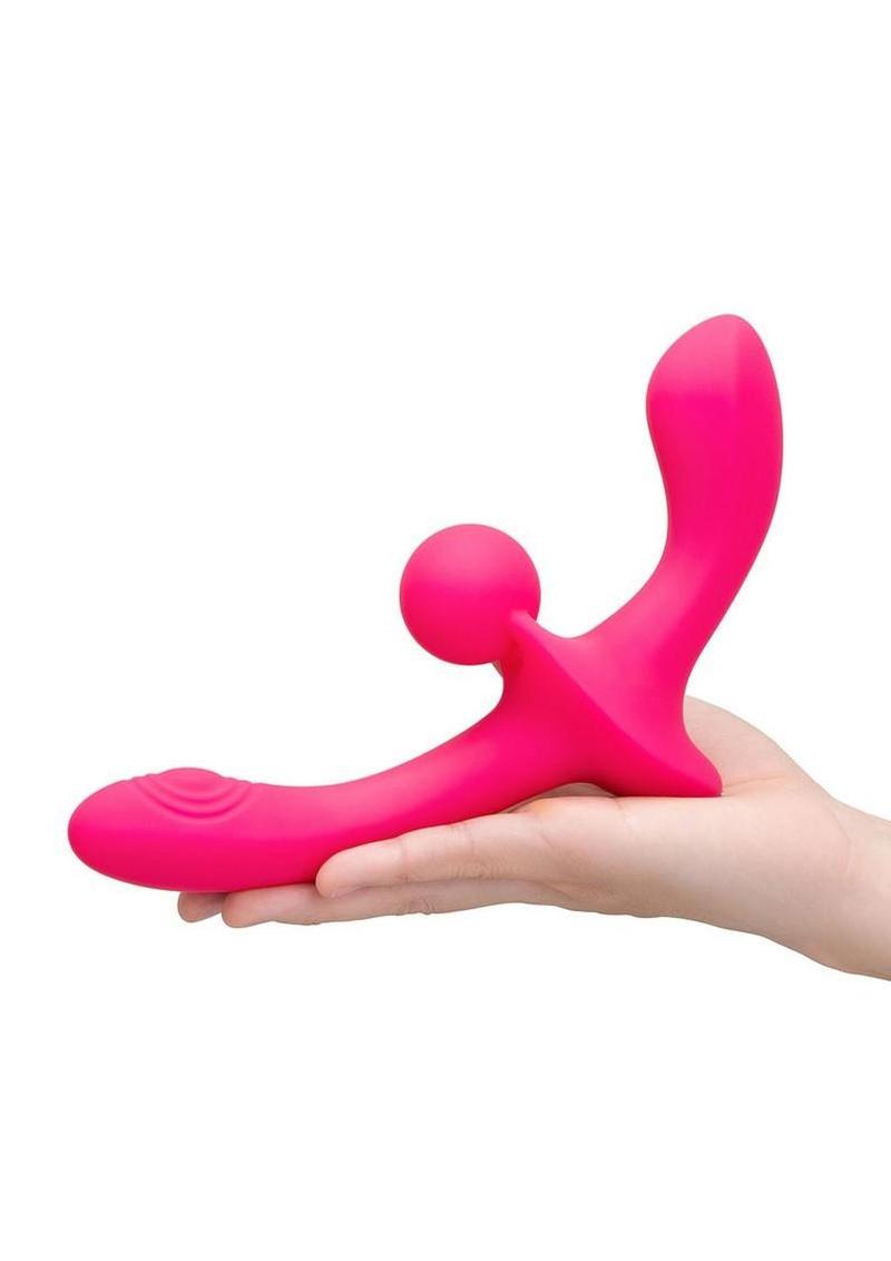 Together Double Tap Rechargeable Silicone Double-Ended Vibrating Strapless Strap-On