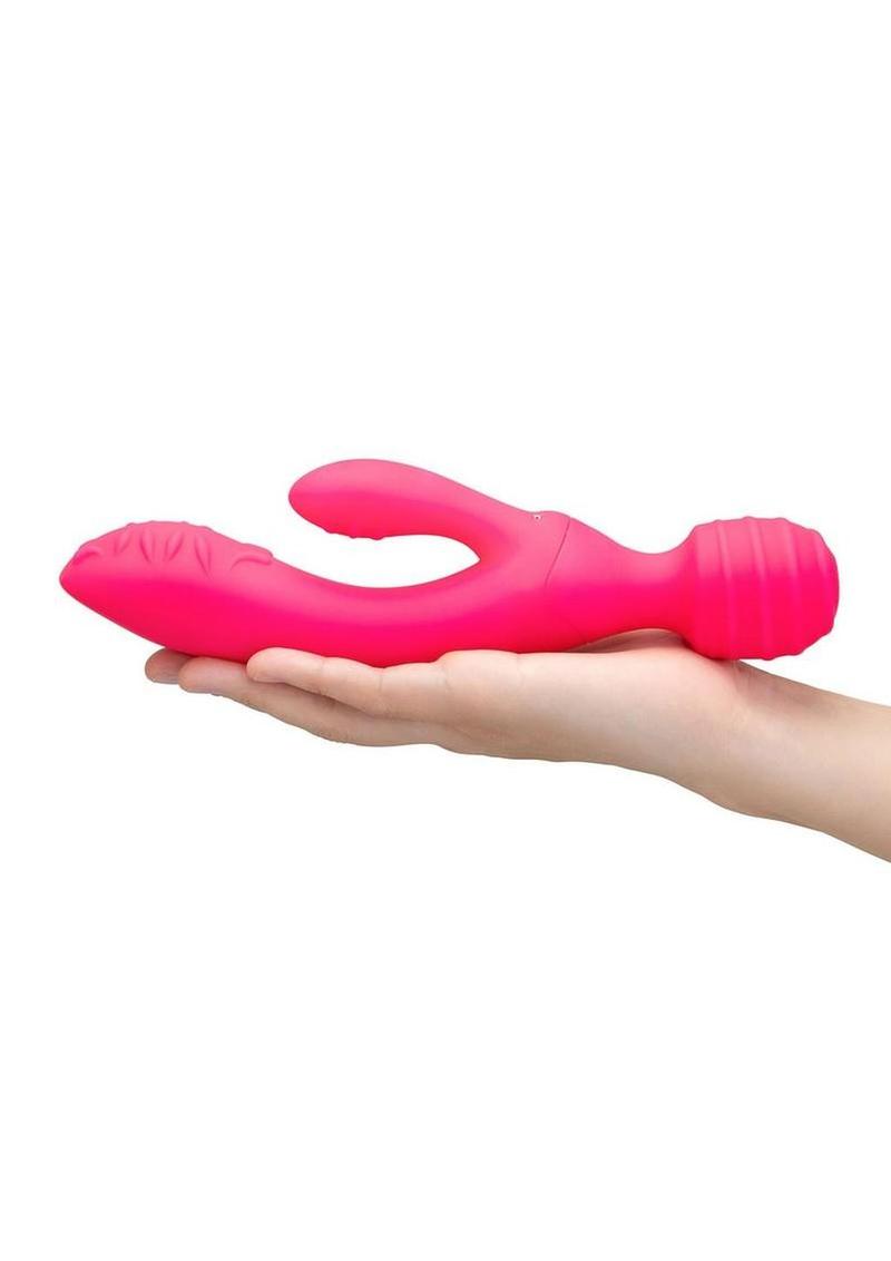 Together Tri Delight Dual-Ended Rechargeable Silicone Triple Stim Wand and Rabbit Vibrator
