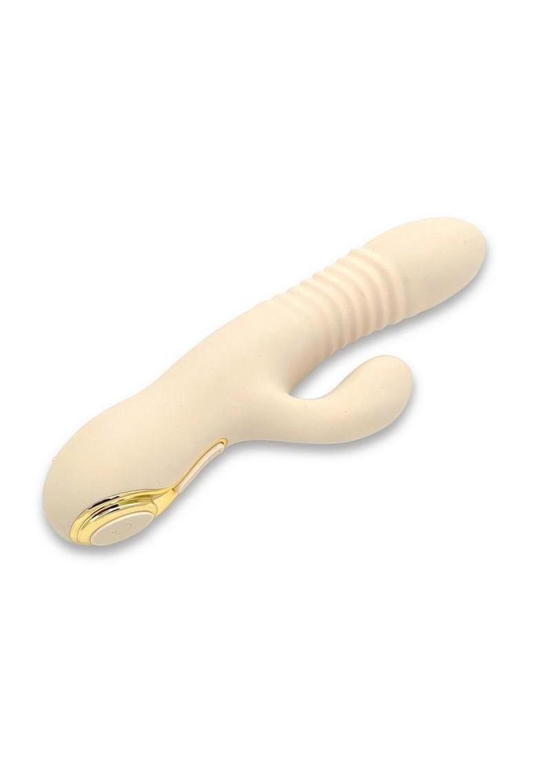 Velvet Gogo All-In-1 Thruster Rechargeable Silicone Dildo - Vanilla